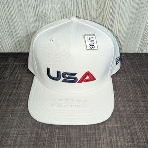 Official New Era USA Ryder Cup Golf Hat Cap + Flag PGA Pin NWT Fitted Bethpage